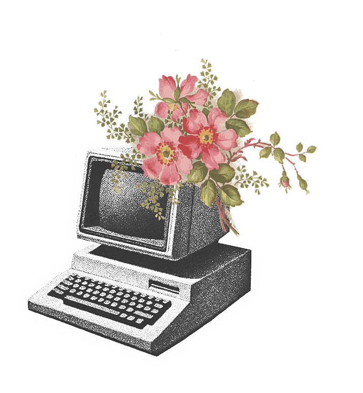 Computer with flowers